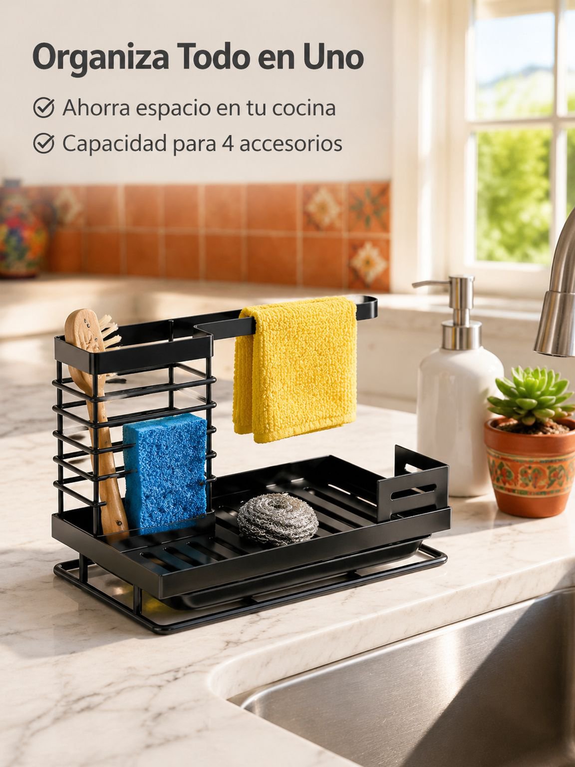 Escurridor de toallas y cepillos para encimera de cocina