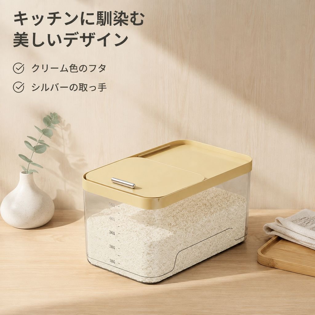 大容量キッチンキャビネット用米びつ
