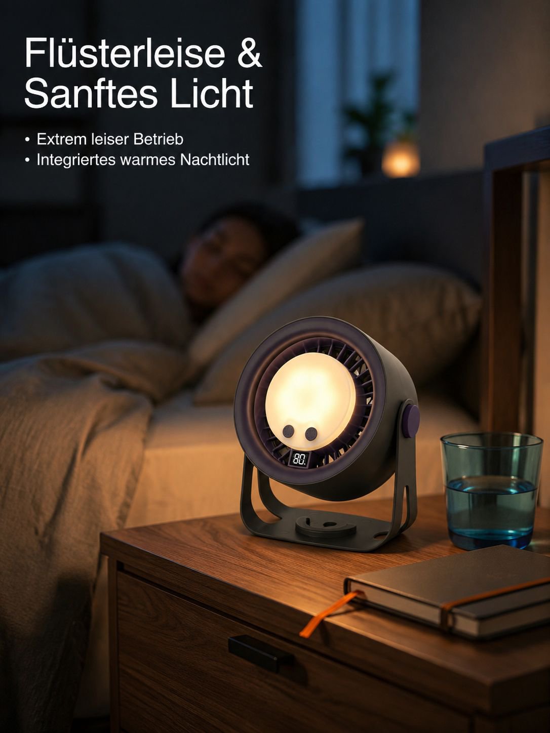 Multifunktionaler USB-Tischventilator mit Nachtlicht für den Heimgebrauch
