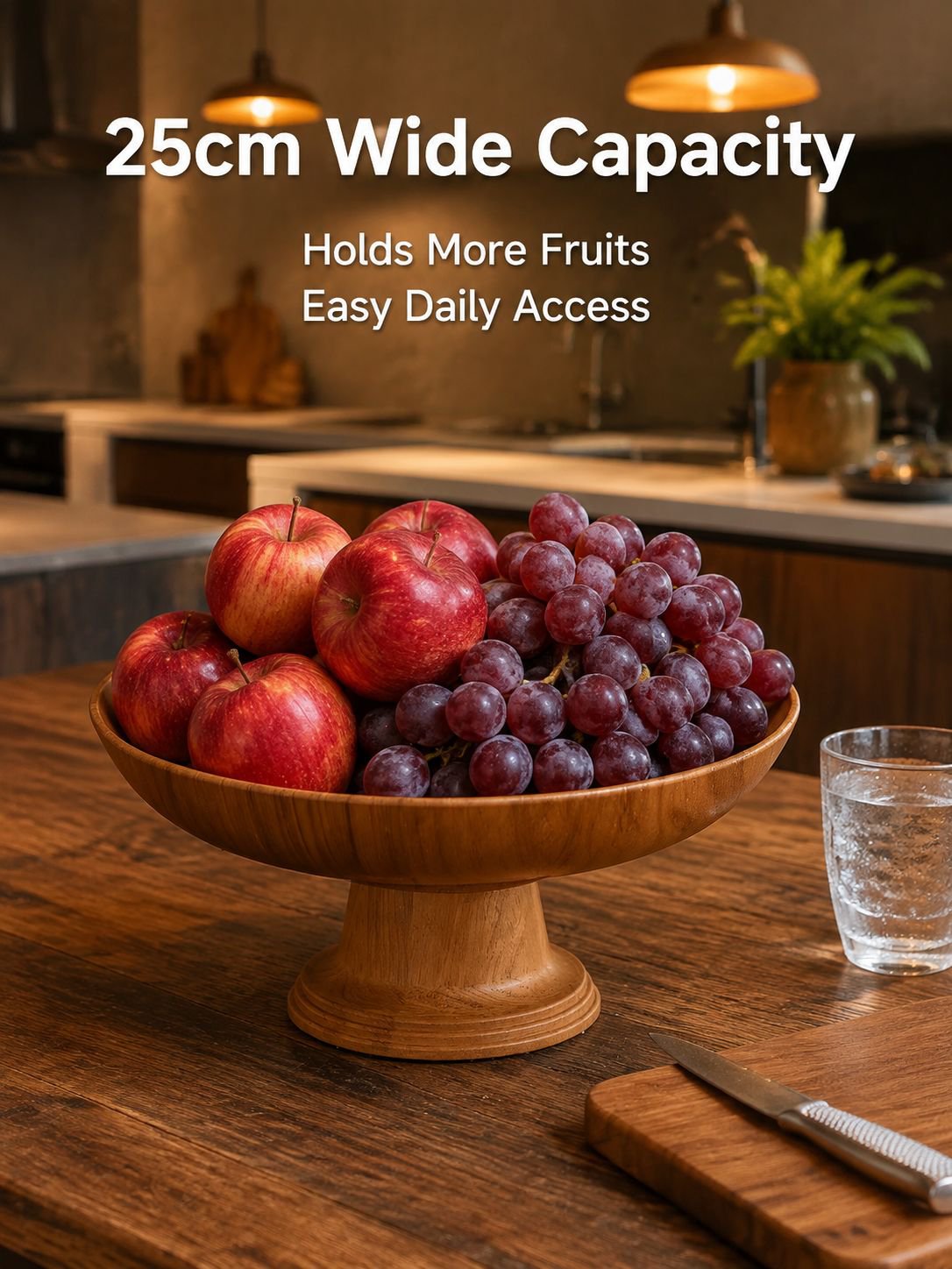 Wood Grain High Footed Fruit Plate