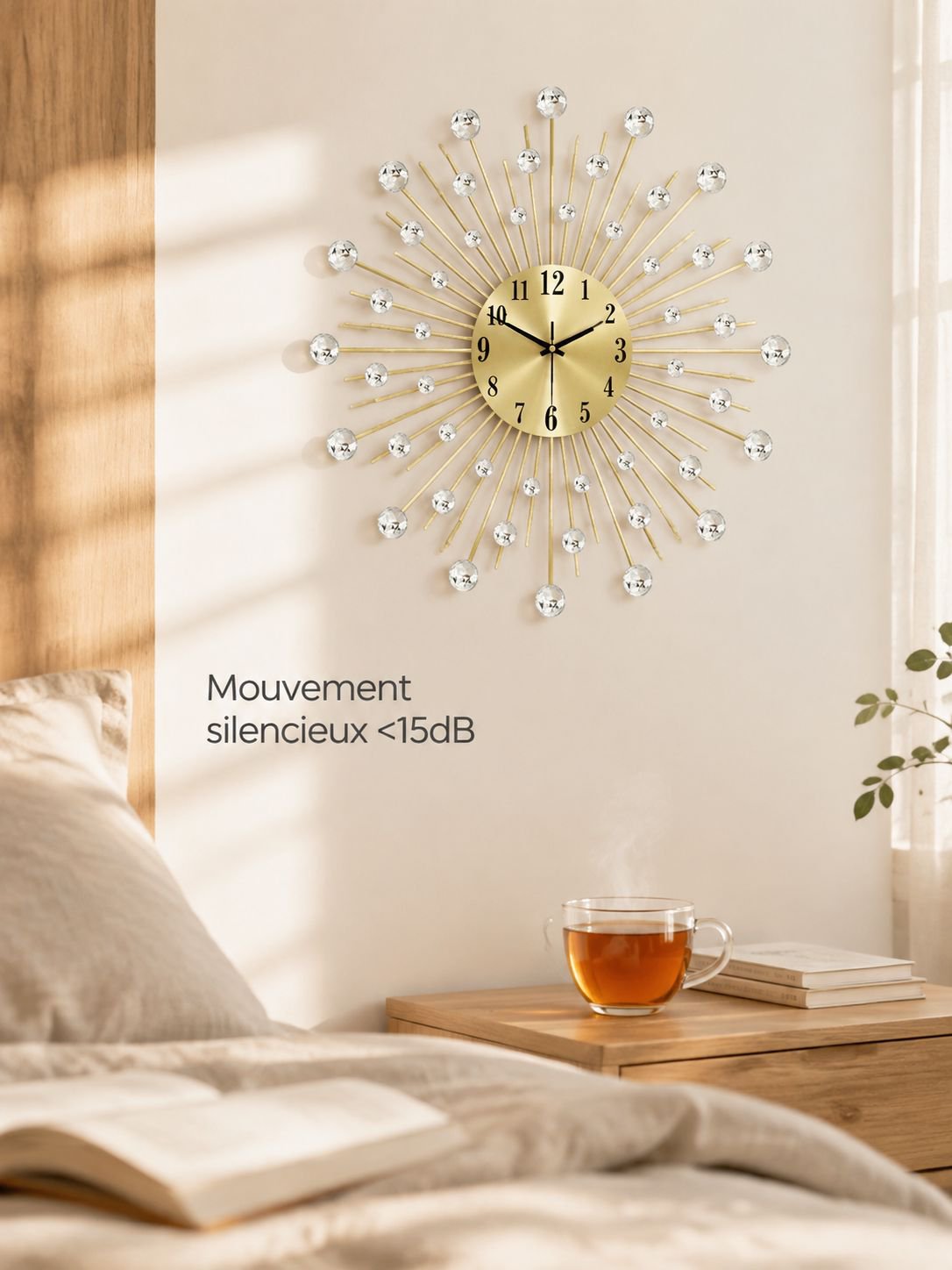 Horloge décorative créative, horloge murale ciel étoilé, horloge murale pour salon, décoration mural