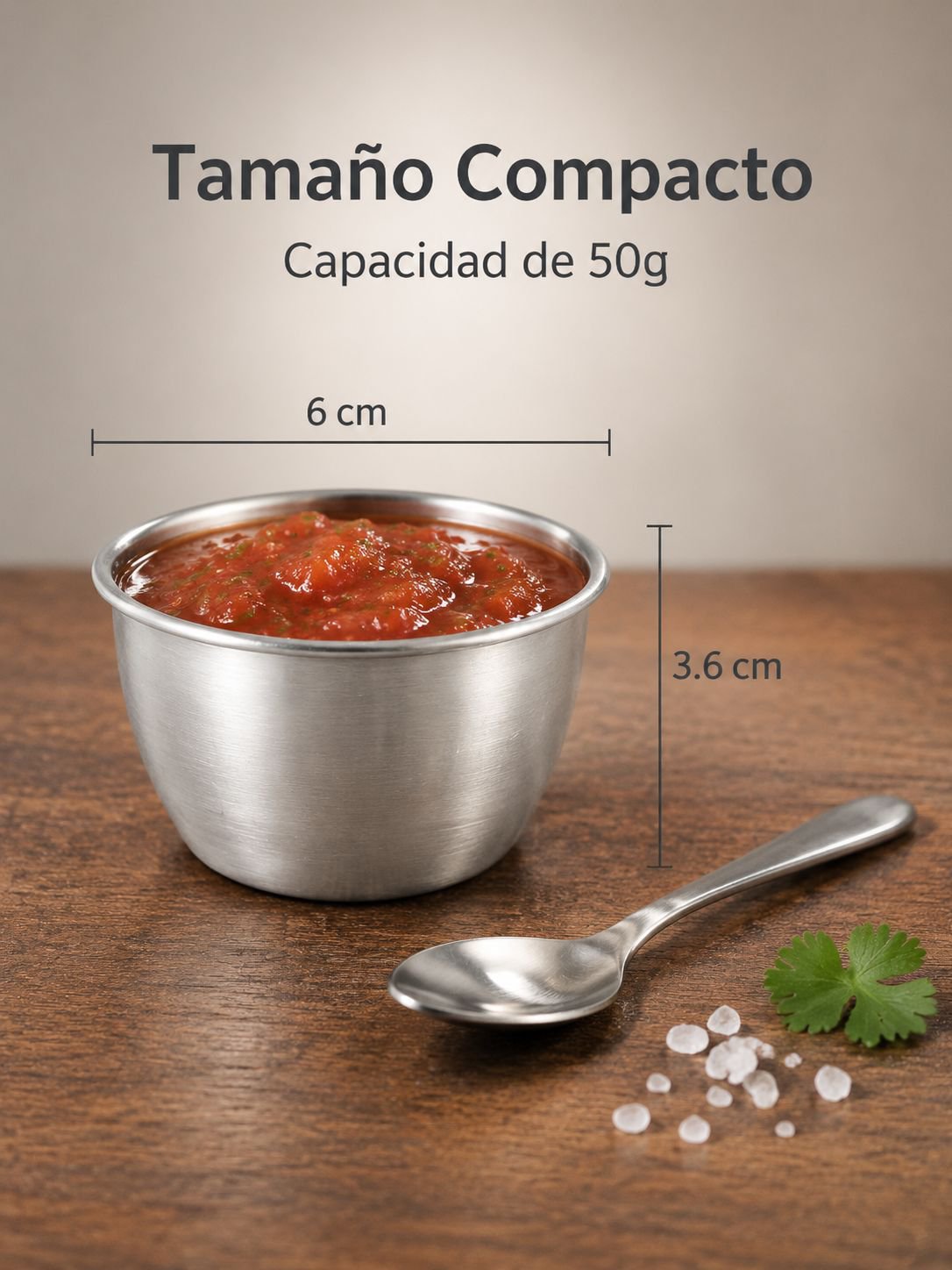 Caja de acero inoxidable para salsas para mojar