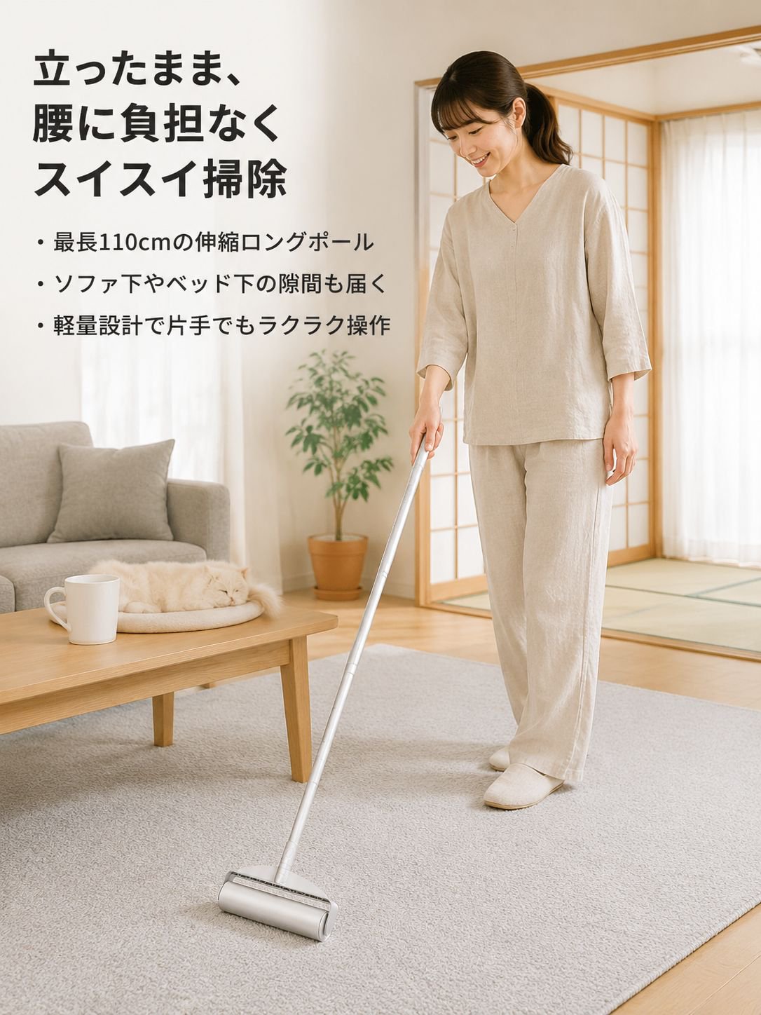 ロングシャンク伸縮粘毛器