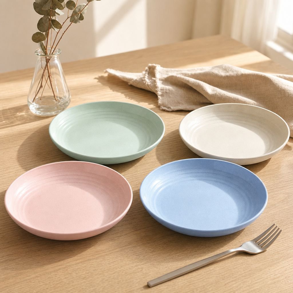Nordic Wheat Straw Fruit Plate, Dried Fruit Tray, Plastic Multipurpose Plate