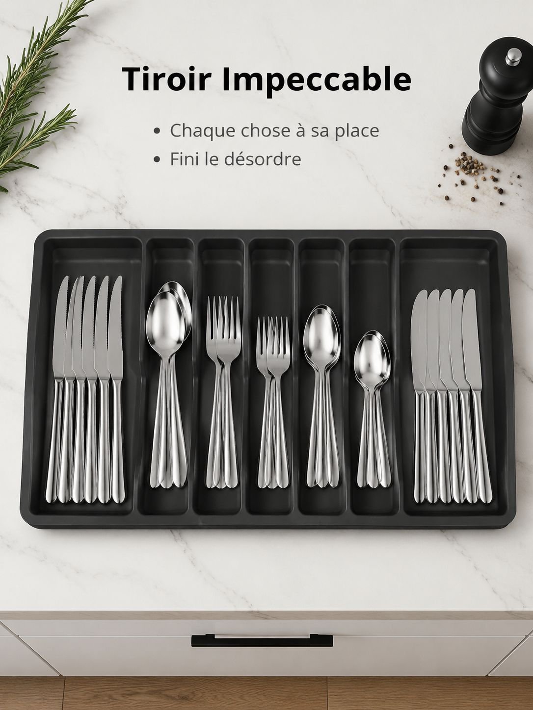 Boîte de rangement en silicone pour cuisine, séparateur de tiroir pour couverts