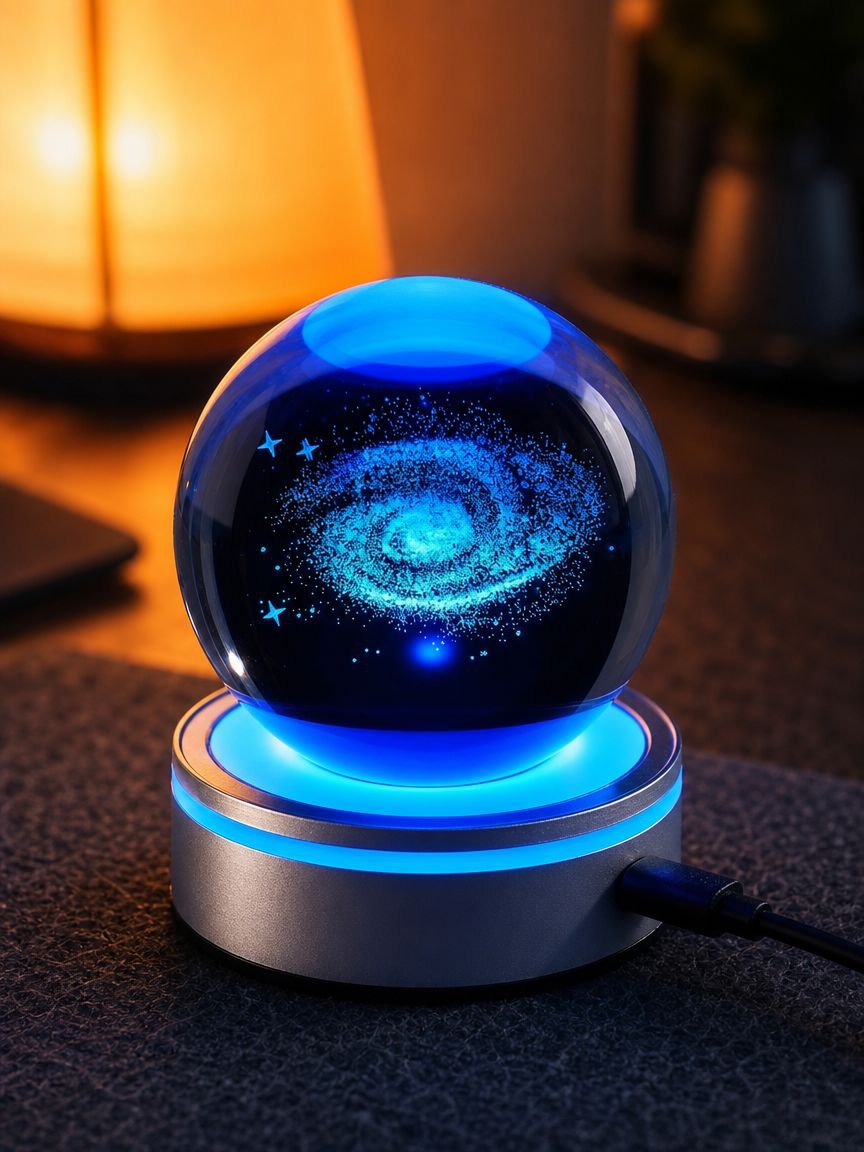 Mesmerizing star patterns projected by crystal ball lamp