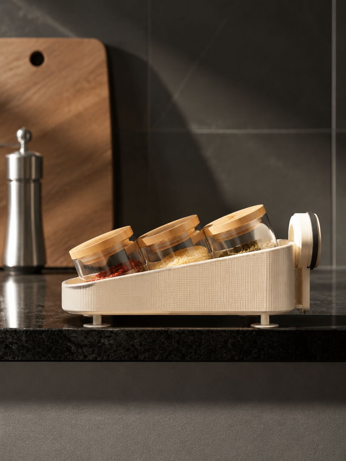 Badregal im Creme-Look mit Saugnäpfen, ohne Bohren, für Waschtisch und Balkon