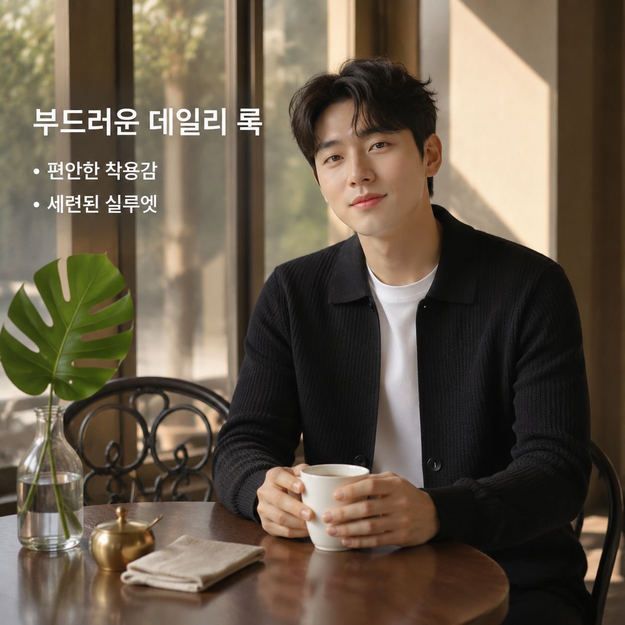 남성용 니트 자카드 스웨터 가디건