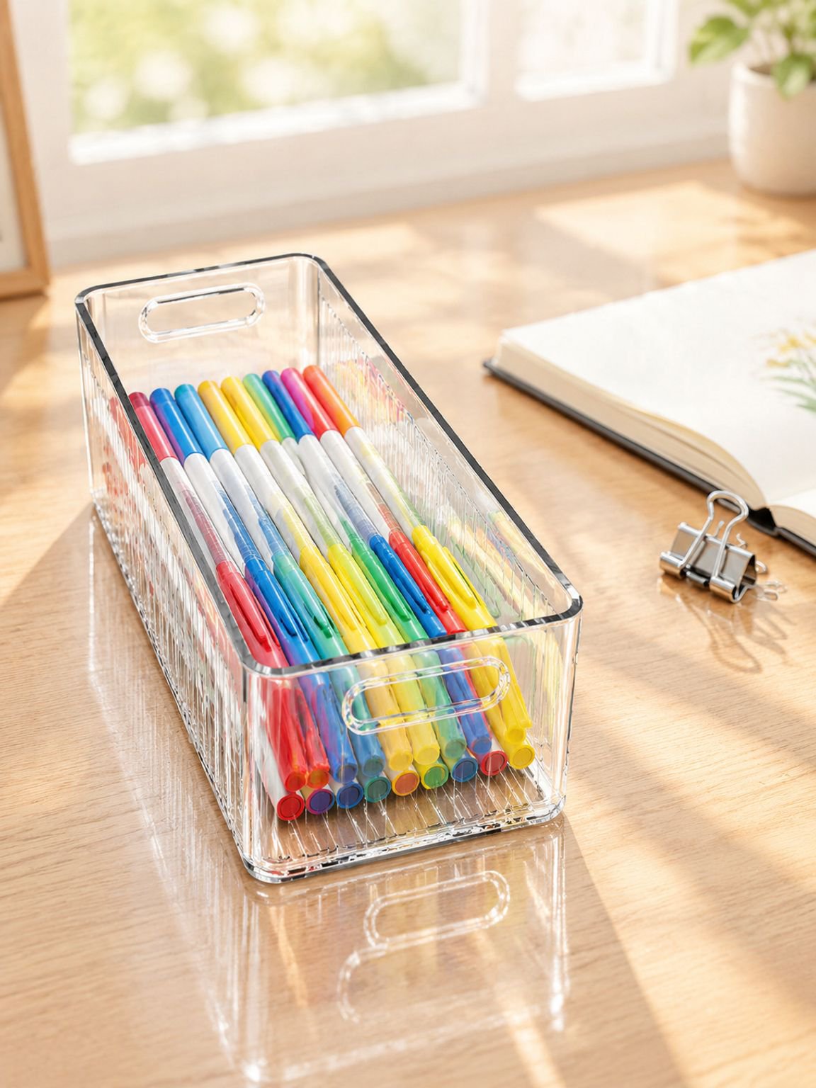 Caja de almacenamiento de acrílico transparente para escritorio