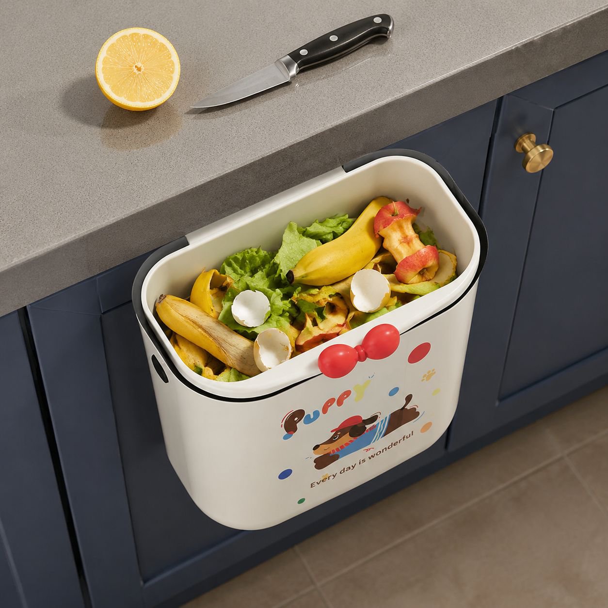 Wall-Mounted Kitchen Trash Can, Large Capacity Waste Paper Basket Storage Bin