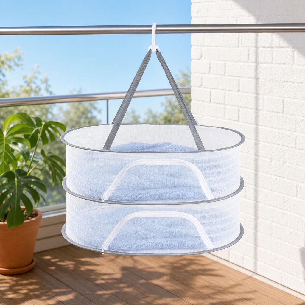 Windproof Laundry Drying Basket with Zipper