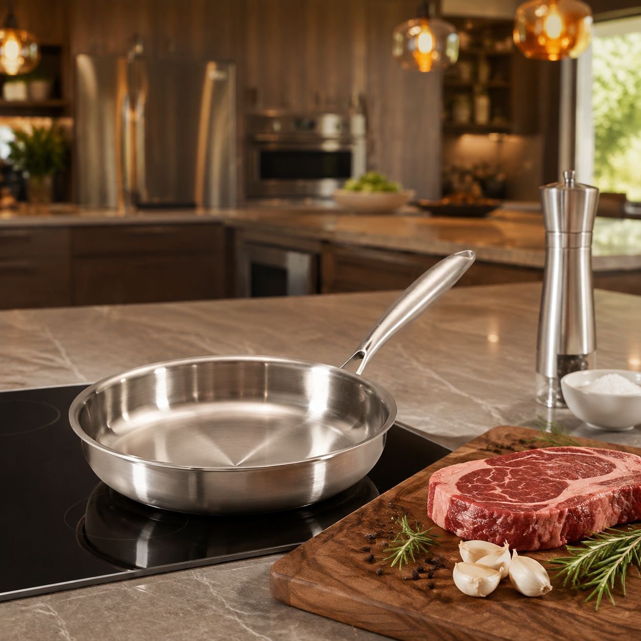 Induction cooker threelayer steel thickened pan