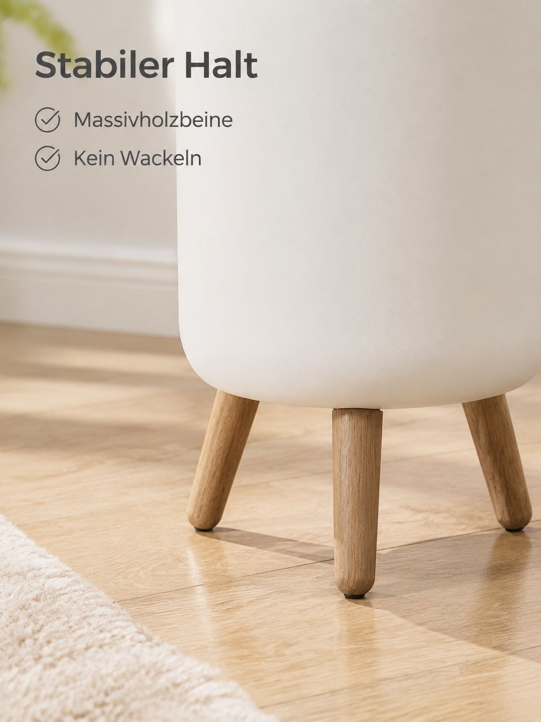 Erhöhter Abfalleimer in Holzoptik