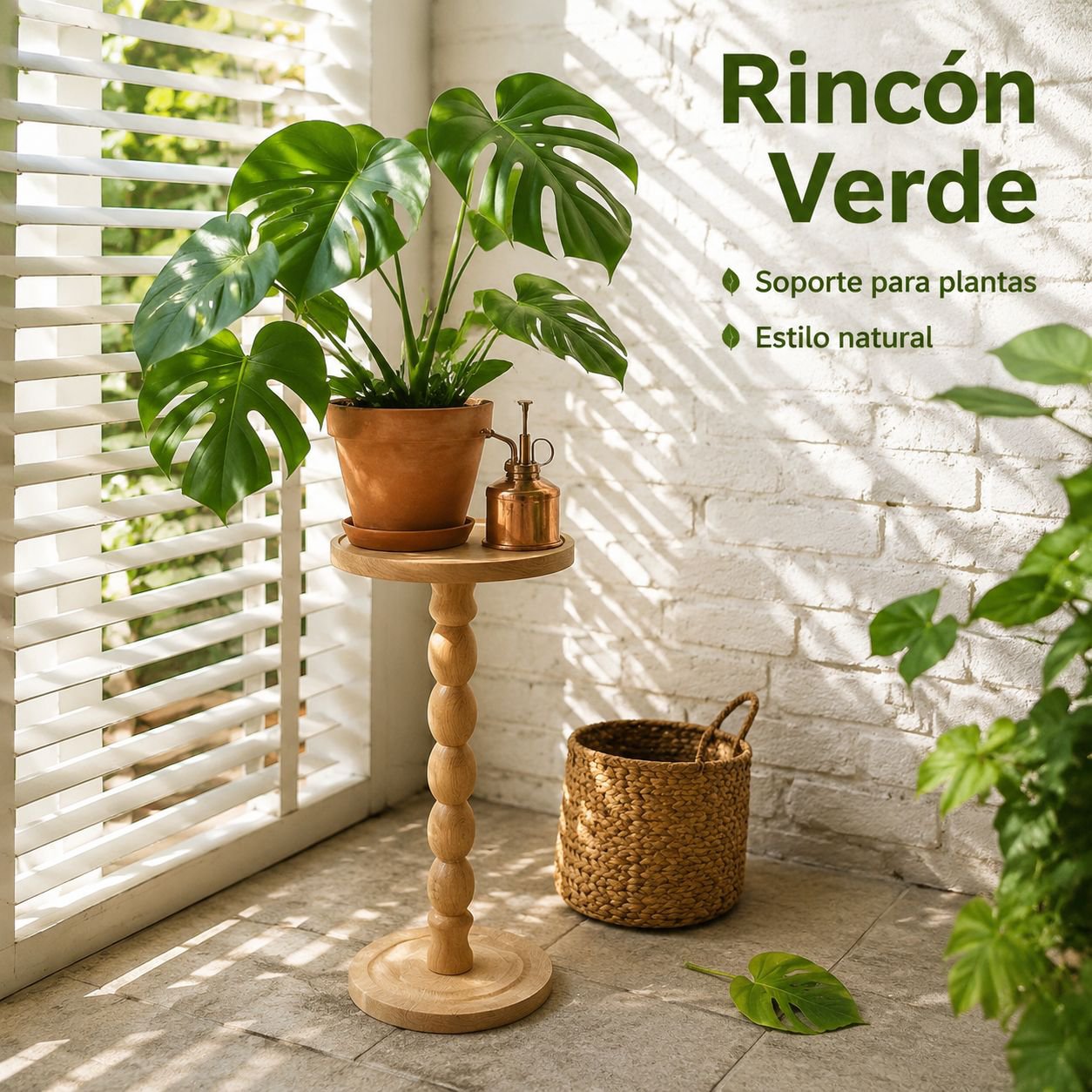Mesa auxiliar redonda de madera estilo retro