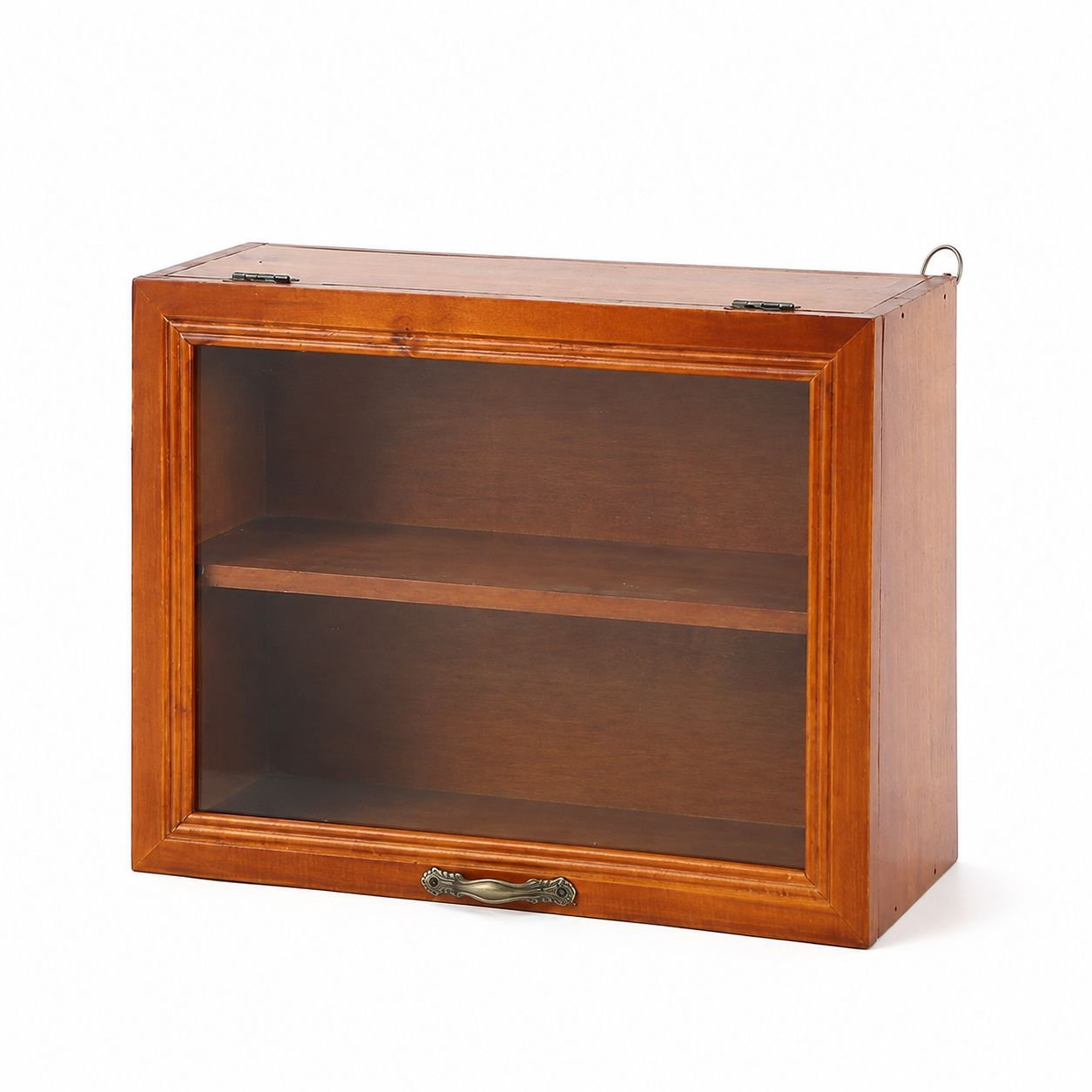 Dustproof Glass Door Two-tier Retro Wooden Cosmetics Storage Display Box