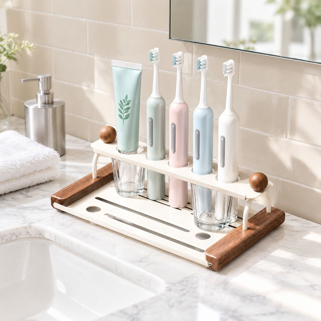 Vintage Style Toothbrush Holder/Rinse Cup Organizer for Bathroom Vanity Tabletop