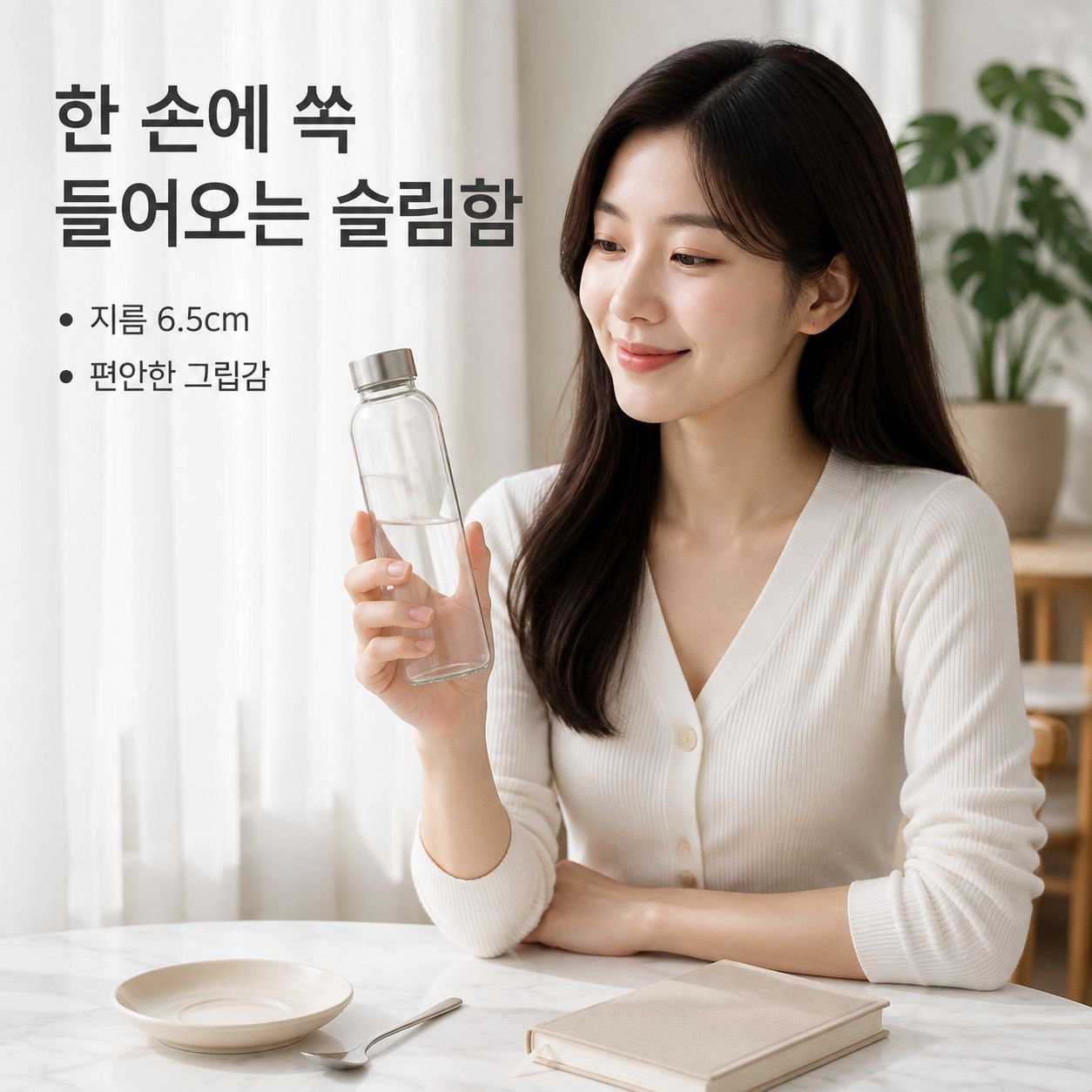 투명 스테인리스 스틸 뚜껑 유리 물컵