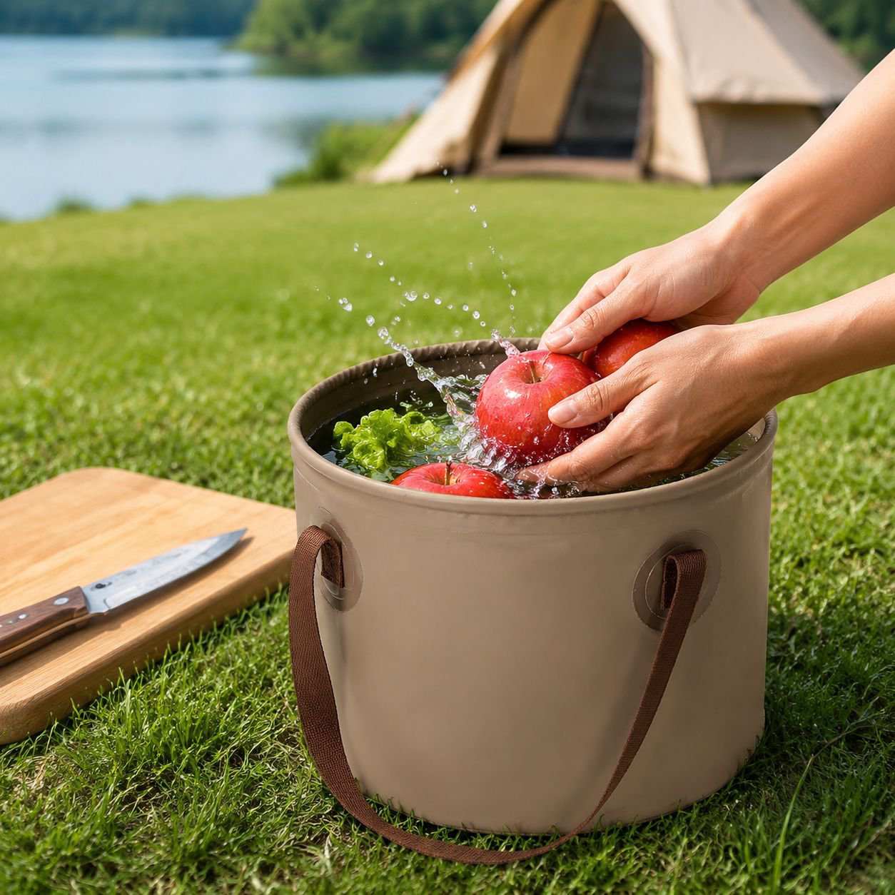 Collapsible Handheld Large Capacity Outdoor Water Bucket for Camping and Travel