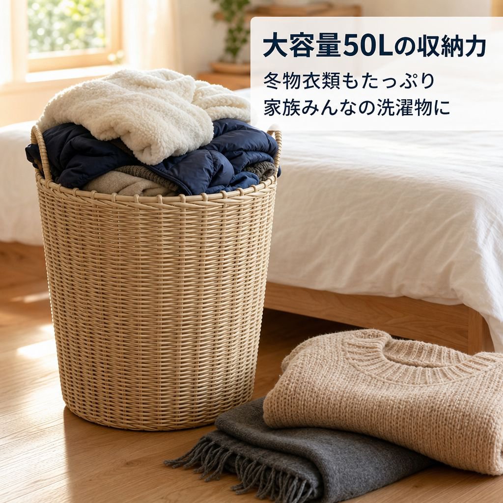 大容量手編み衣類収納バスケット