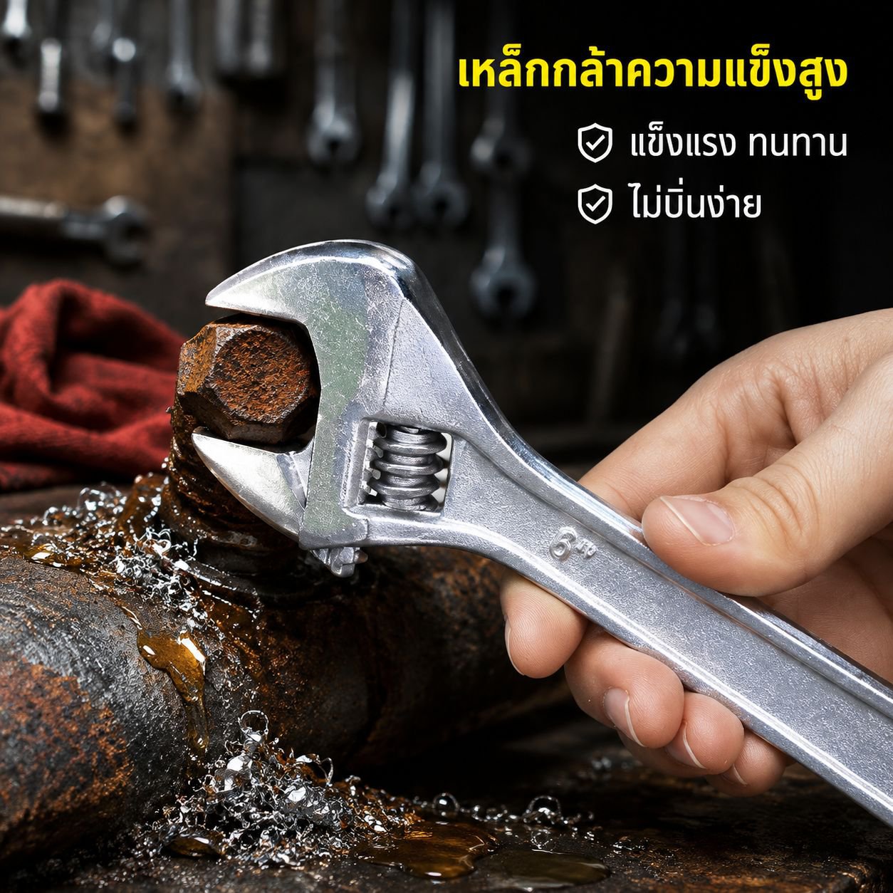 ประแจเลื่อนด้ามหุ้มยางกันลื่น เกรดอุตสาหกรรม ประแจปากกว้างอเนกประสงค์ ขายส่ง