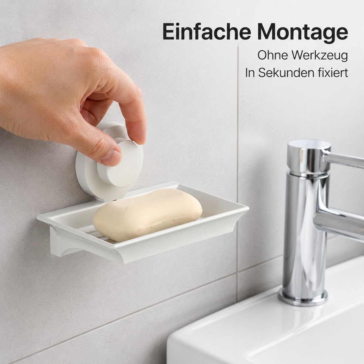 Wandmontierte Seifenablage mit Saugnapf, ohne Bohren