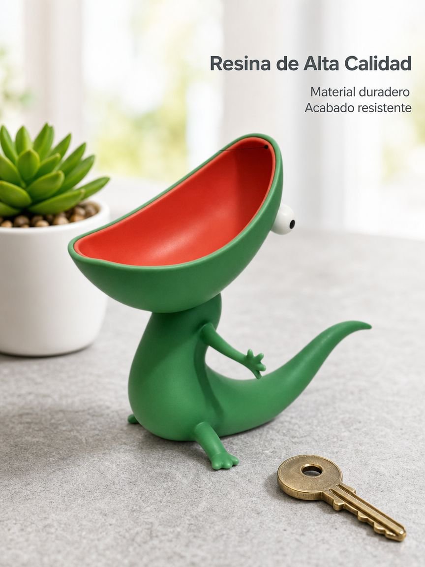 Caja decorativa de llaves con lagarto de resina