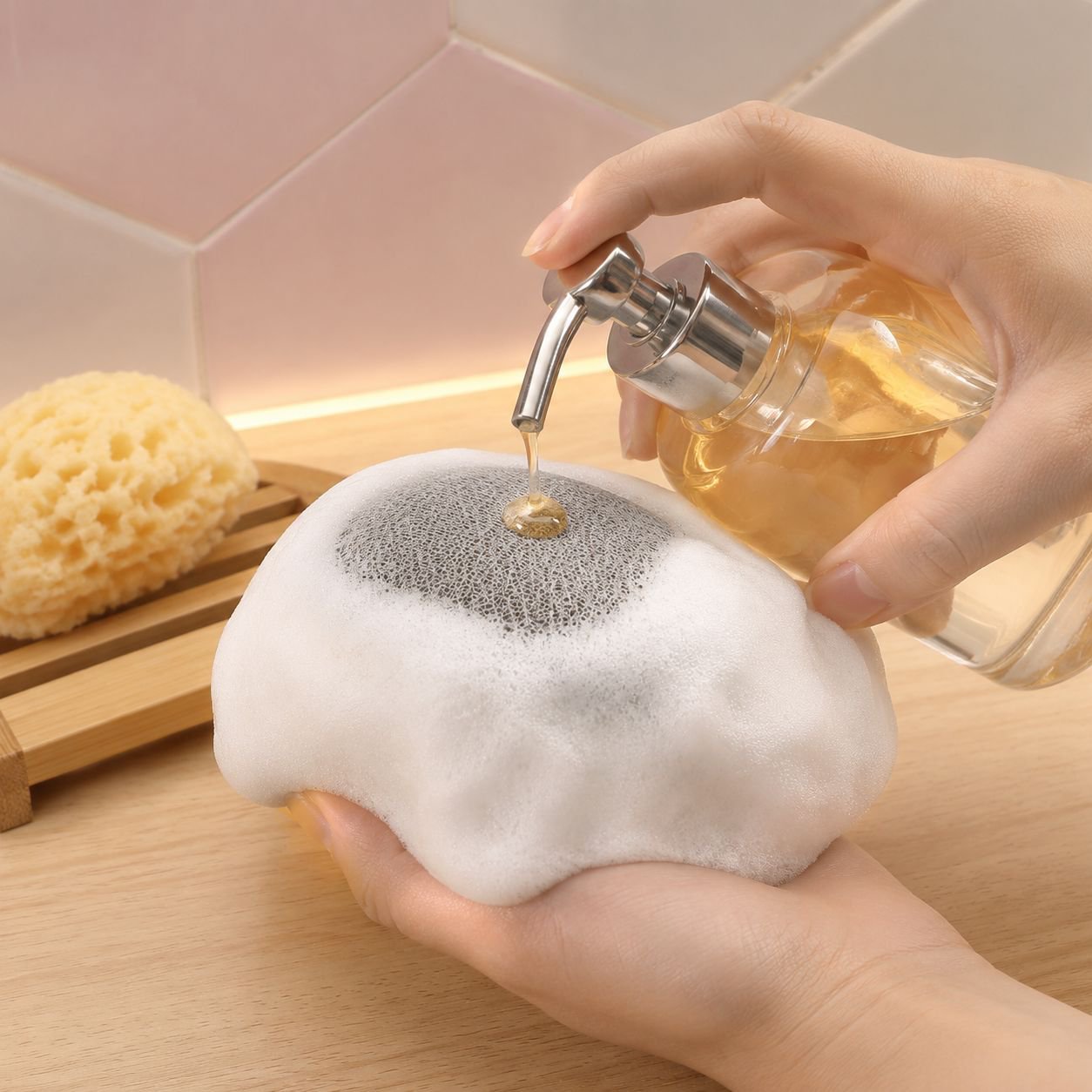 Soft and fluffy bath towel displayed on towel rack