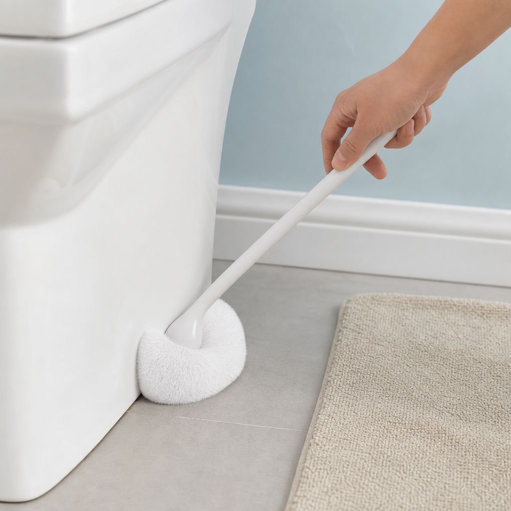 Ergonomic handle of cloud-shaped bathroom cleaning brush