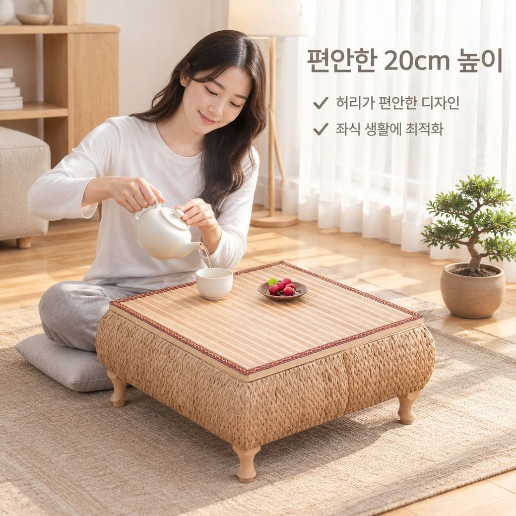 라탄 다다미 좌식 미니 티테이블 일본식 젠스타일 베란다 수납 사각 좌탁