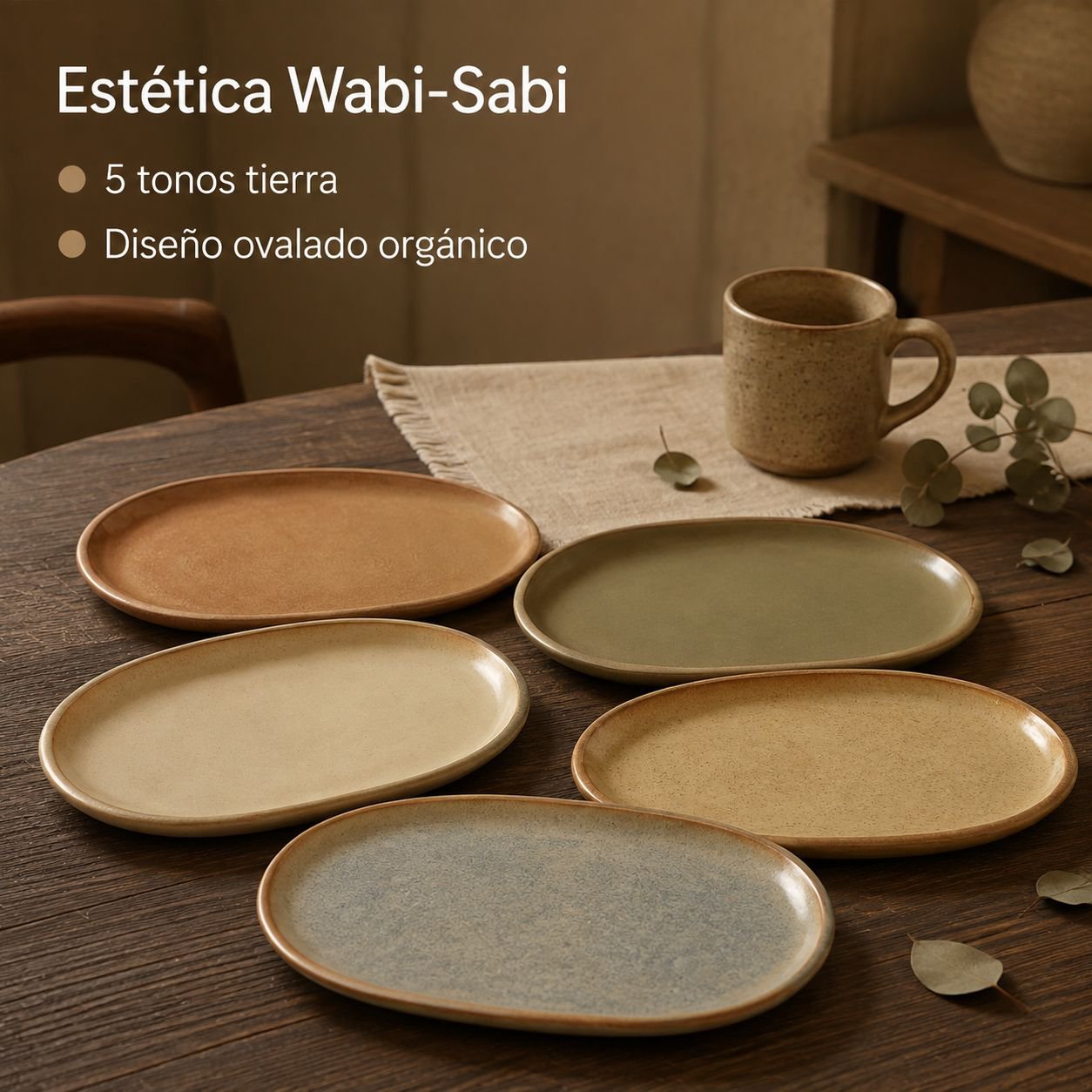 Plato Ovalado de Cerámica Retro Estilo Japonés