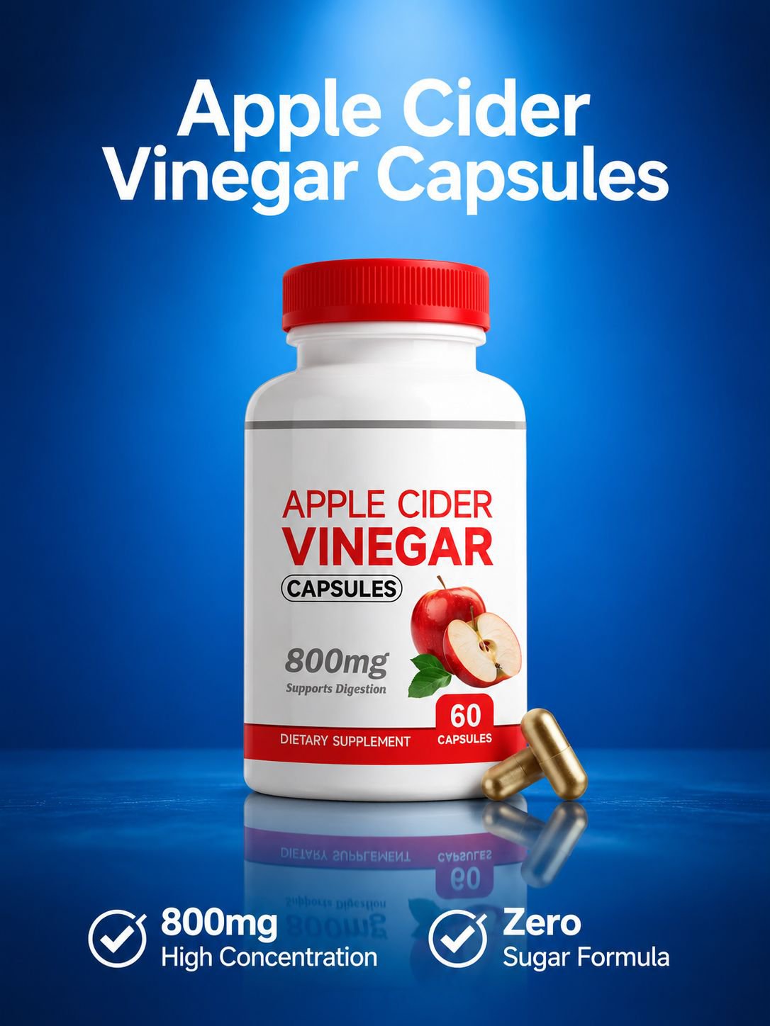 Organic Apple Cider Vinegar Dietary Supplement Capsules