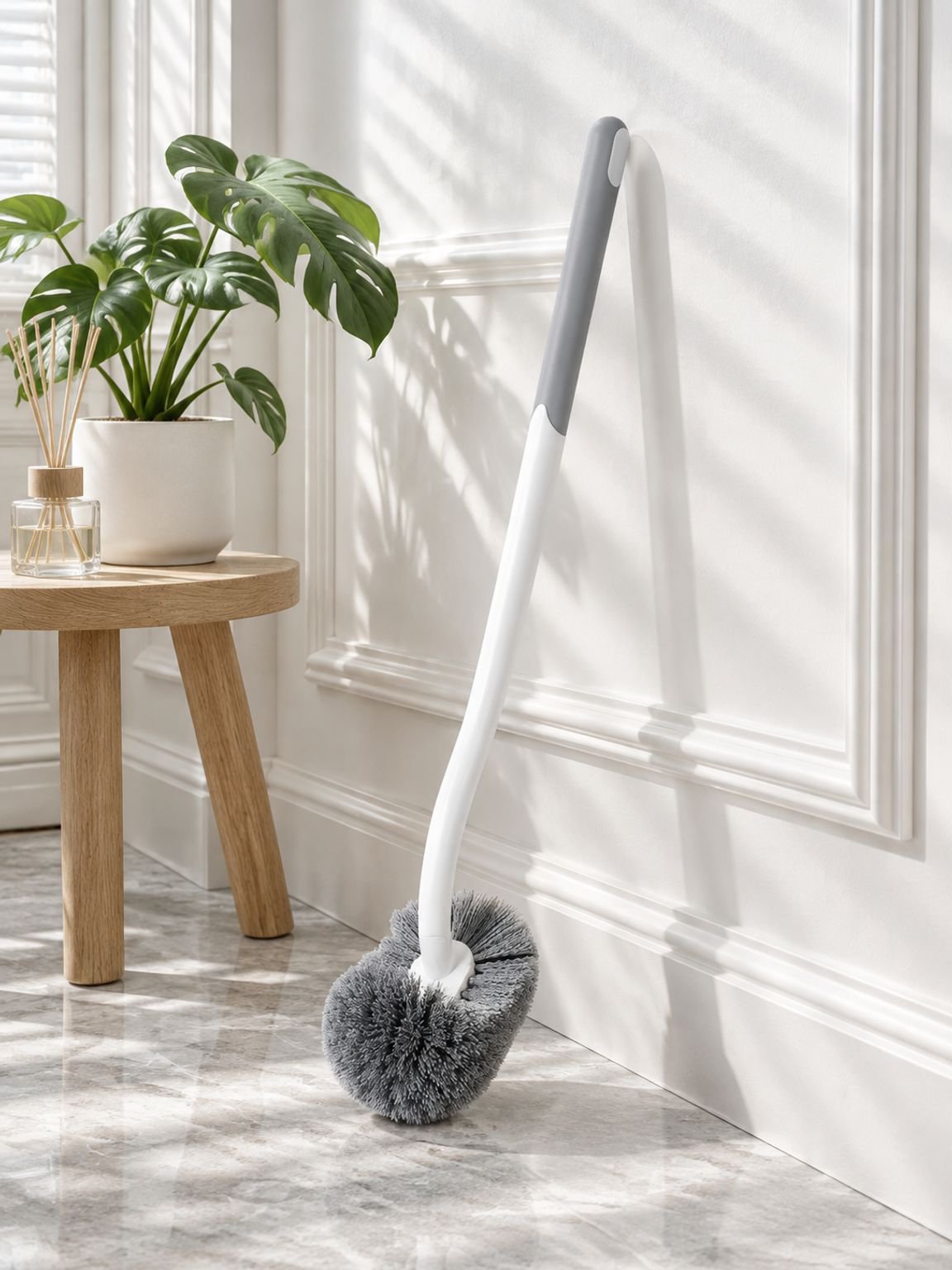 Brosse WC murale à long manche, design moderne et pratique