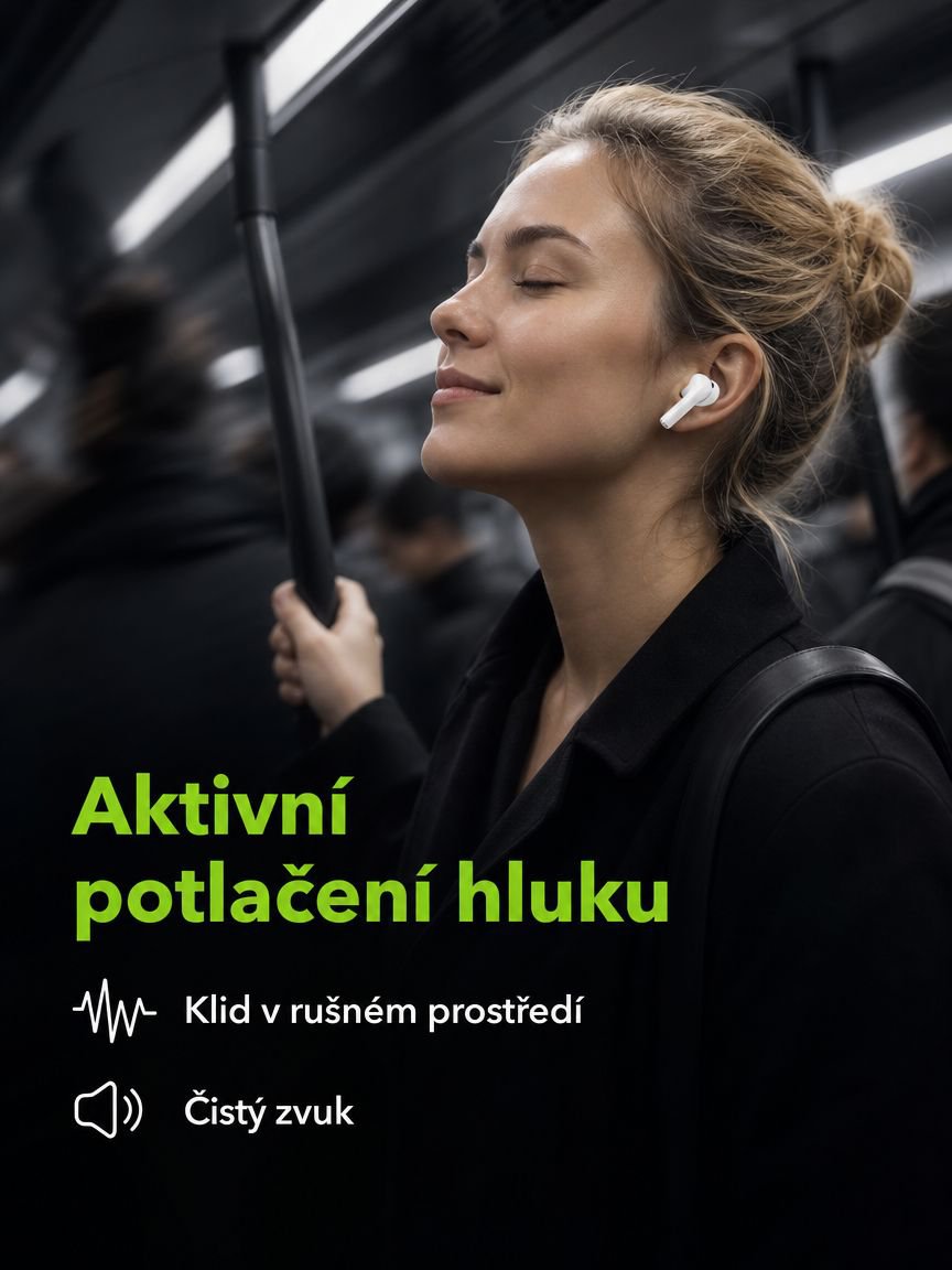 Detailní pohled na dotykové ovládání sluchátek