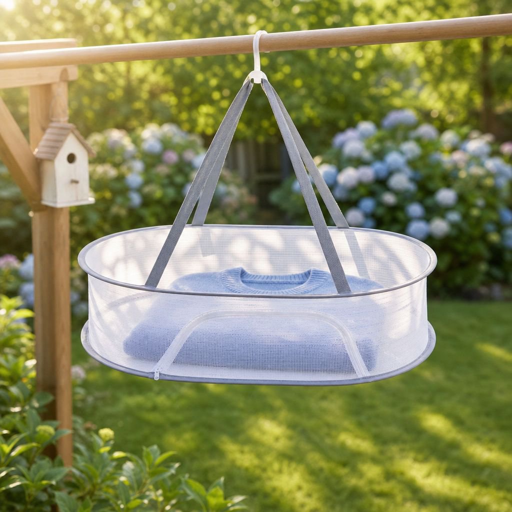 Close-up of insect-proof lid on laundry basket