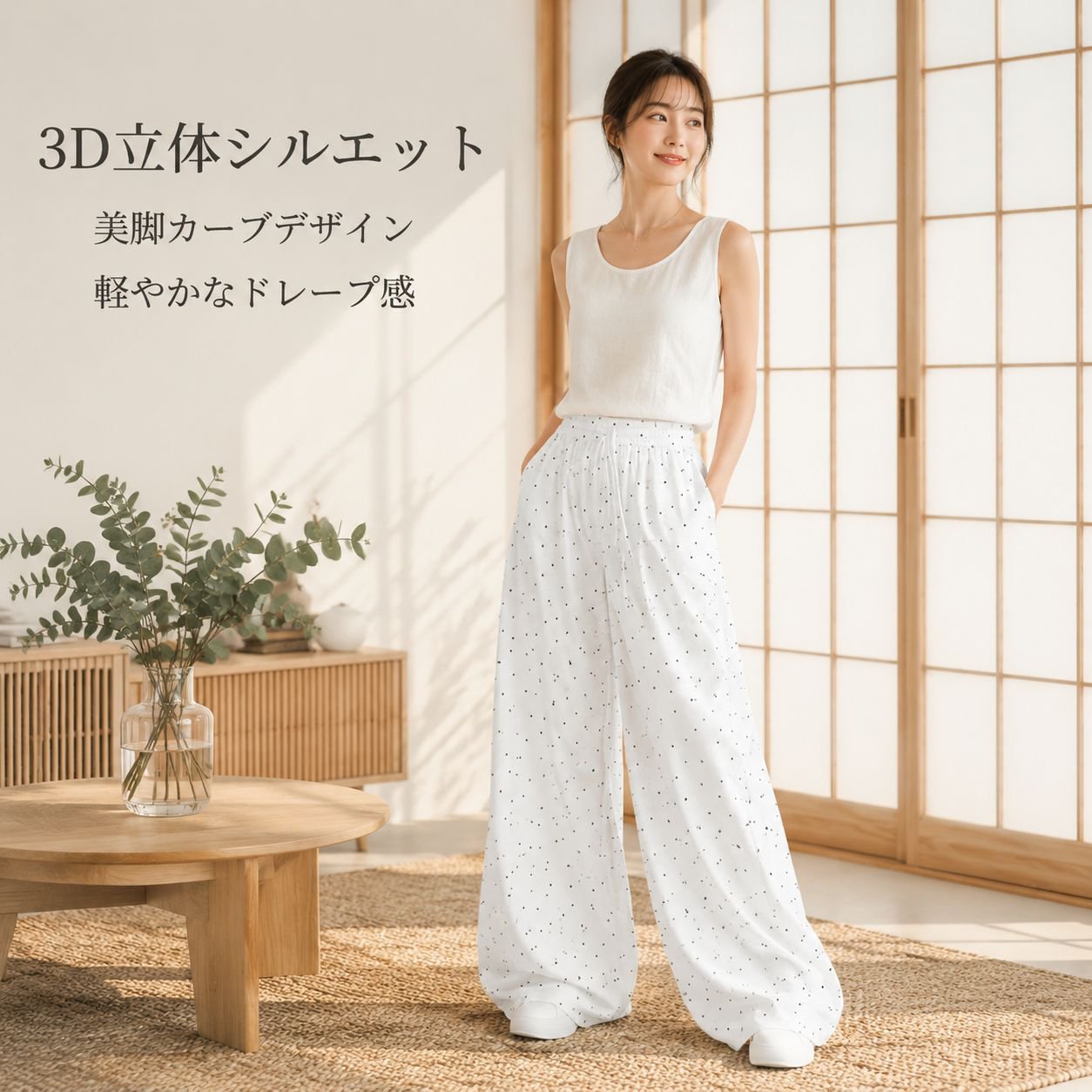 ハイウエストワイドパンツ レディース