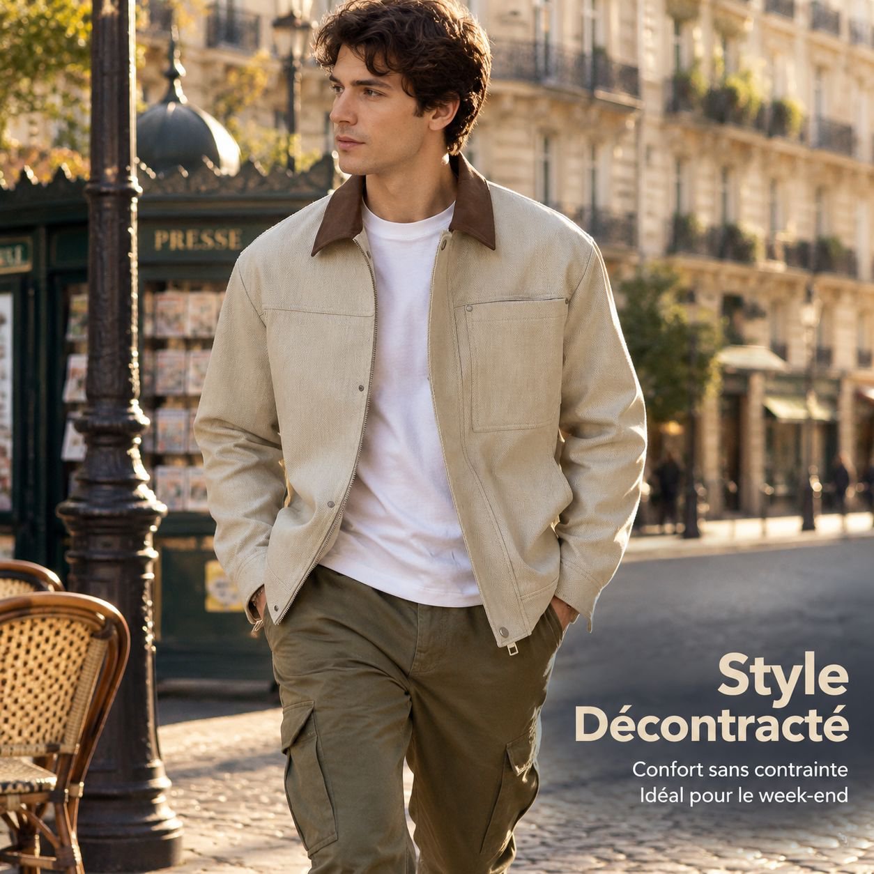 Veste homme en denim vintage style américain