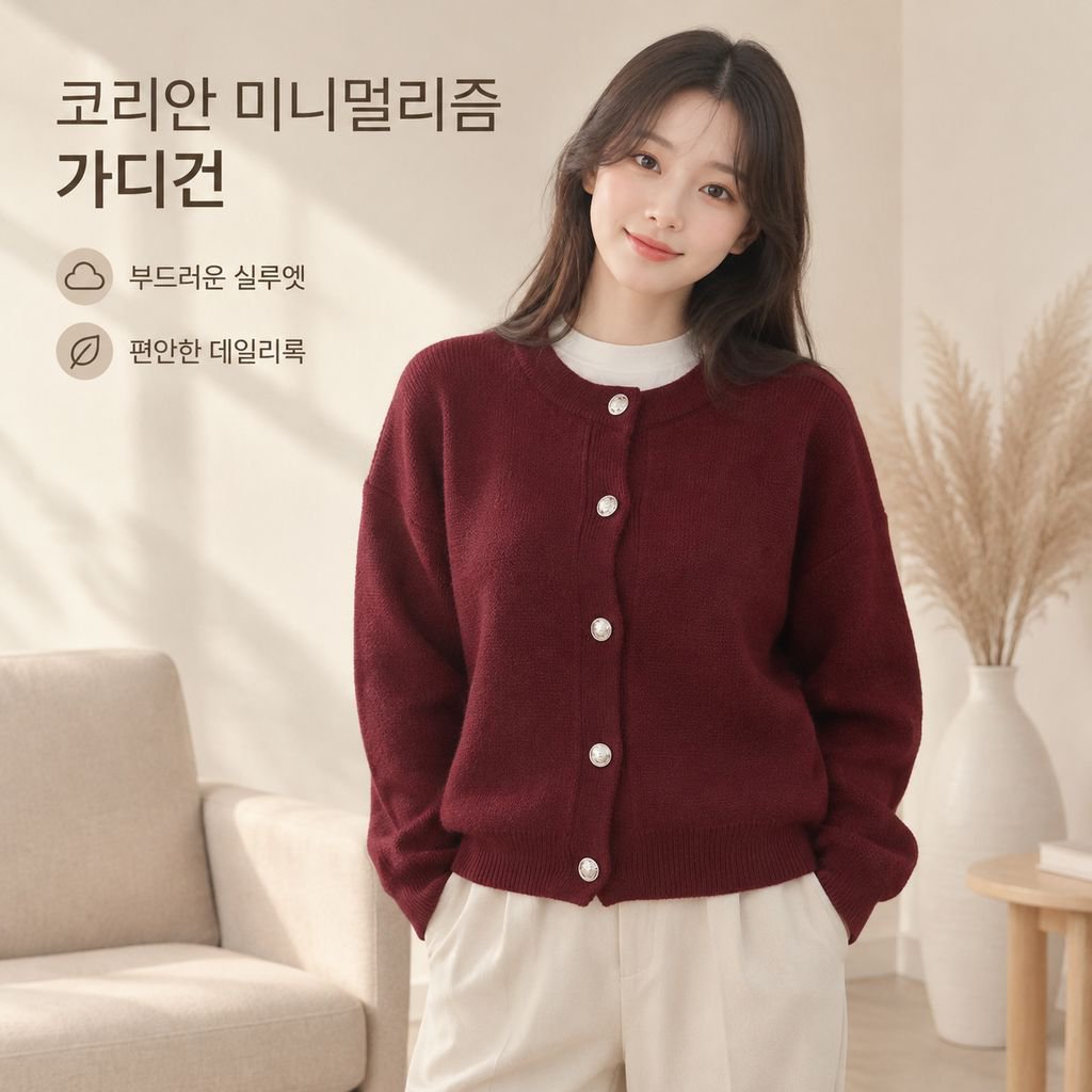 여성용 무지 루즈핏 니트 가디건