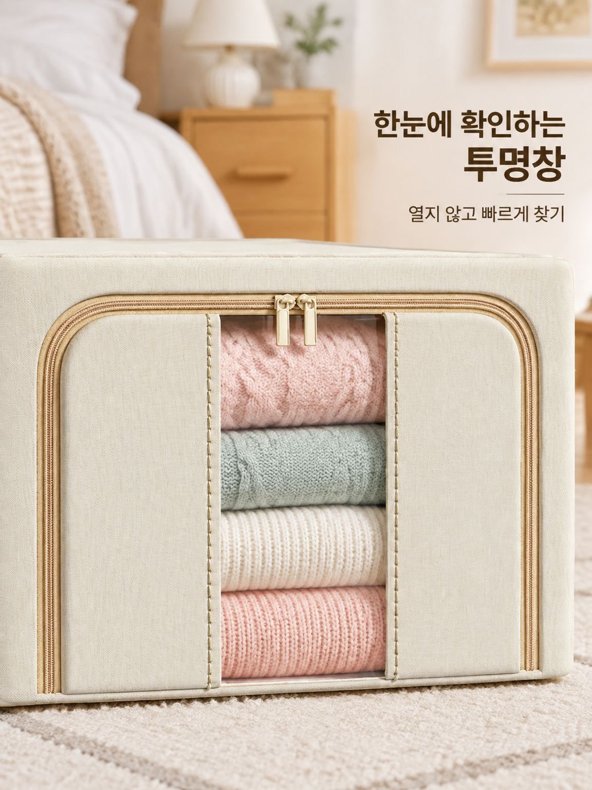 가정용 접이식 옥스포드 스틸 프레임 수납함 옷 이불 정리함