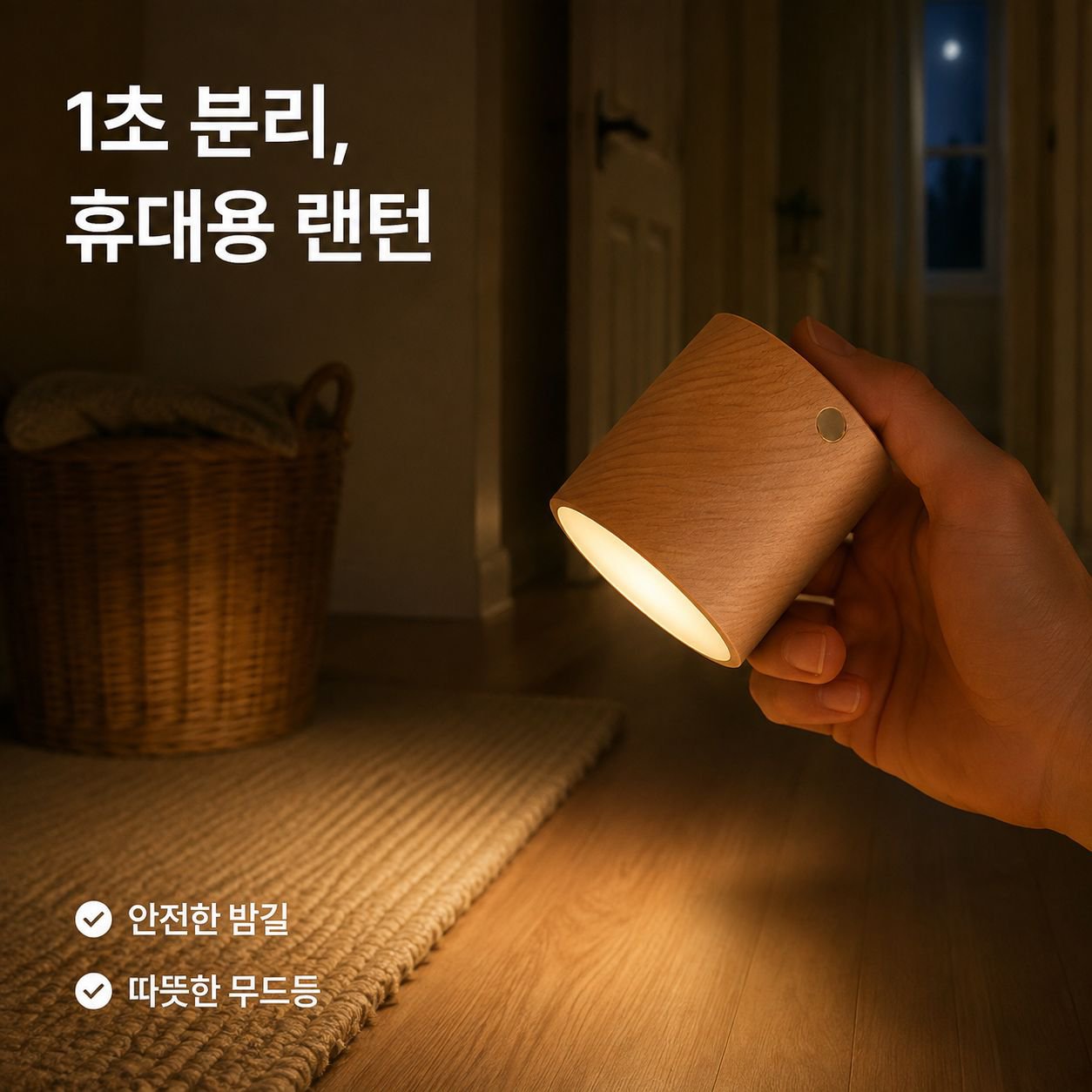 자석 원목 침대 옆 램프
