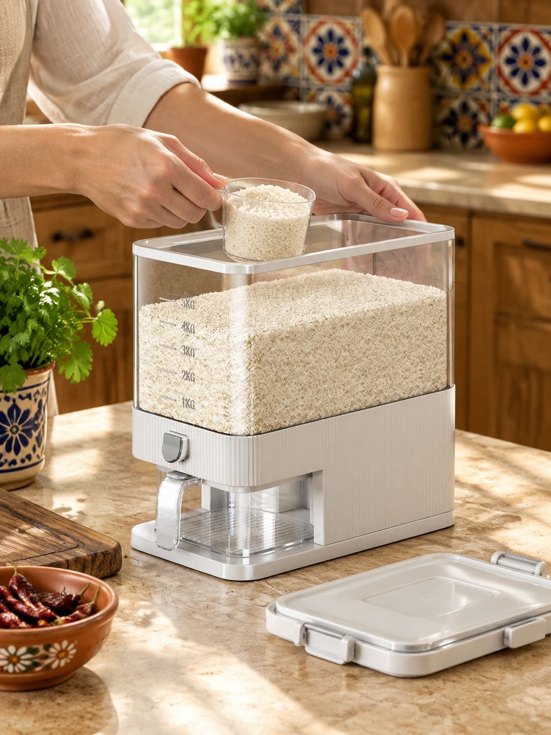 Contenedor Hermético para Arroz y Granos Grado Alimenticio