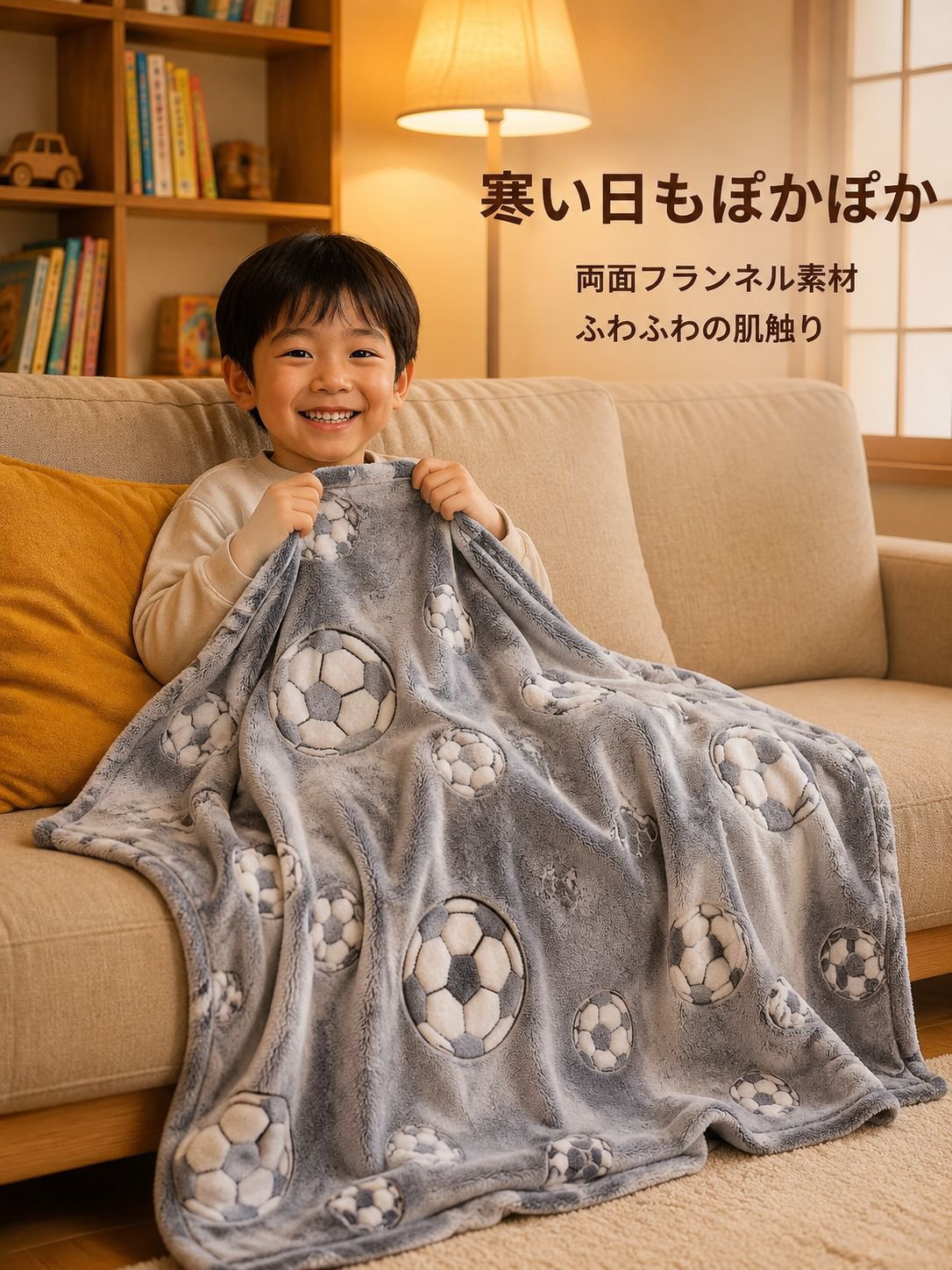 暗闇で光るサッカーブランケット