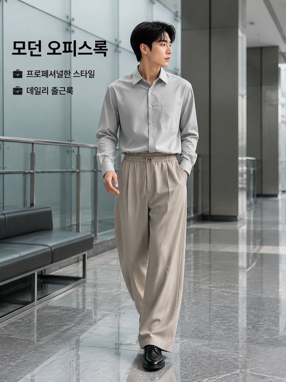 아이스 실크 통기성 캐주얼 슬랙스
