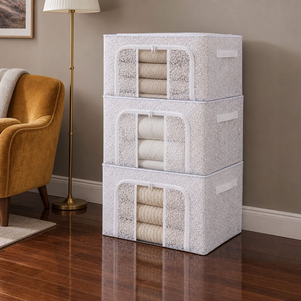 Translucent Steel Frame Large Storage Box (Waterproof & Foldable)