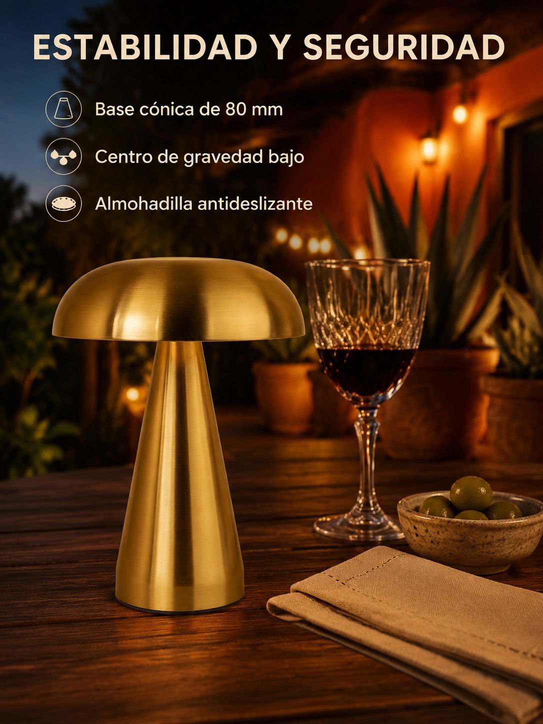Lámpara de mesa portátil recargable tipo mood