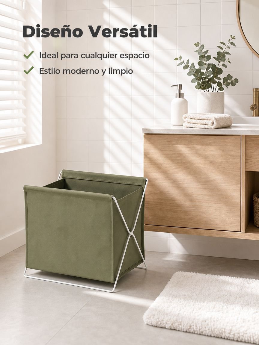 Cesto de ropa sucia plegable de tela