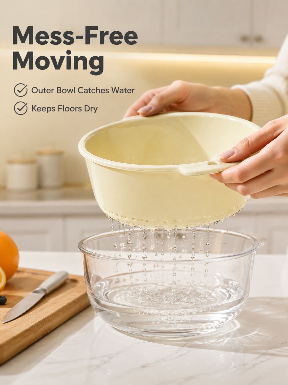 Kitchen Double-Layer Veggie Washing & Fruit Drain Basket