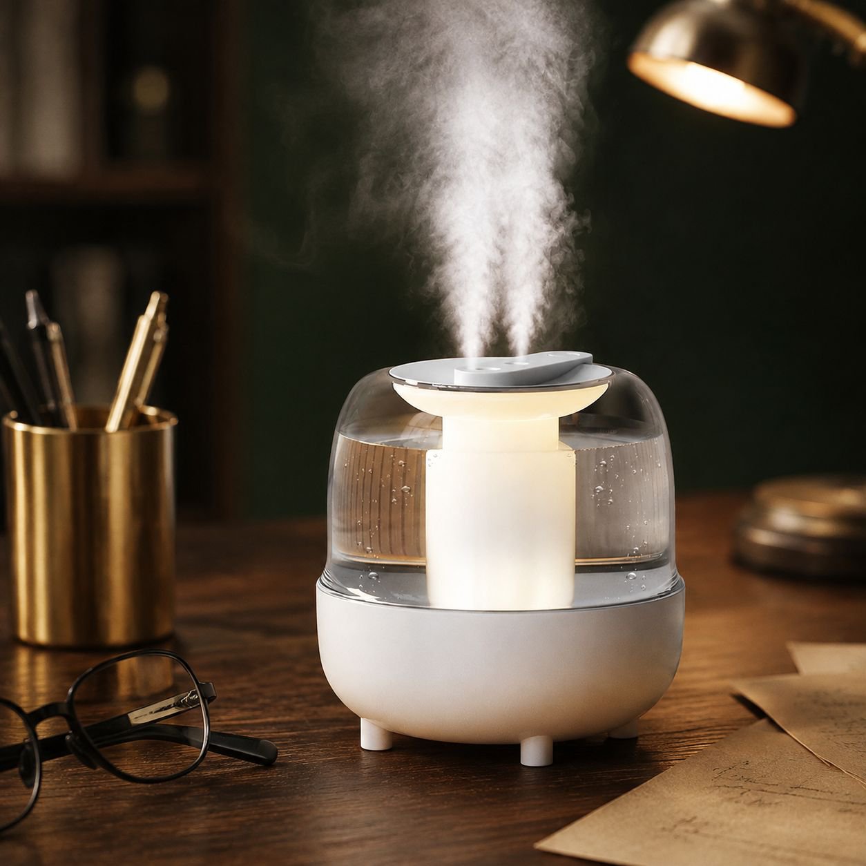 Office Quiet Dual Nozzle Humidifier with Night Light