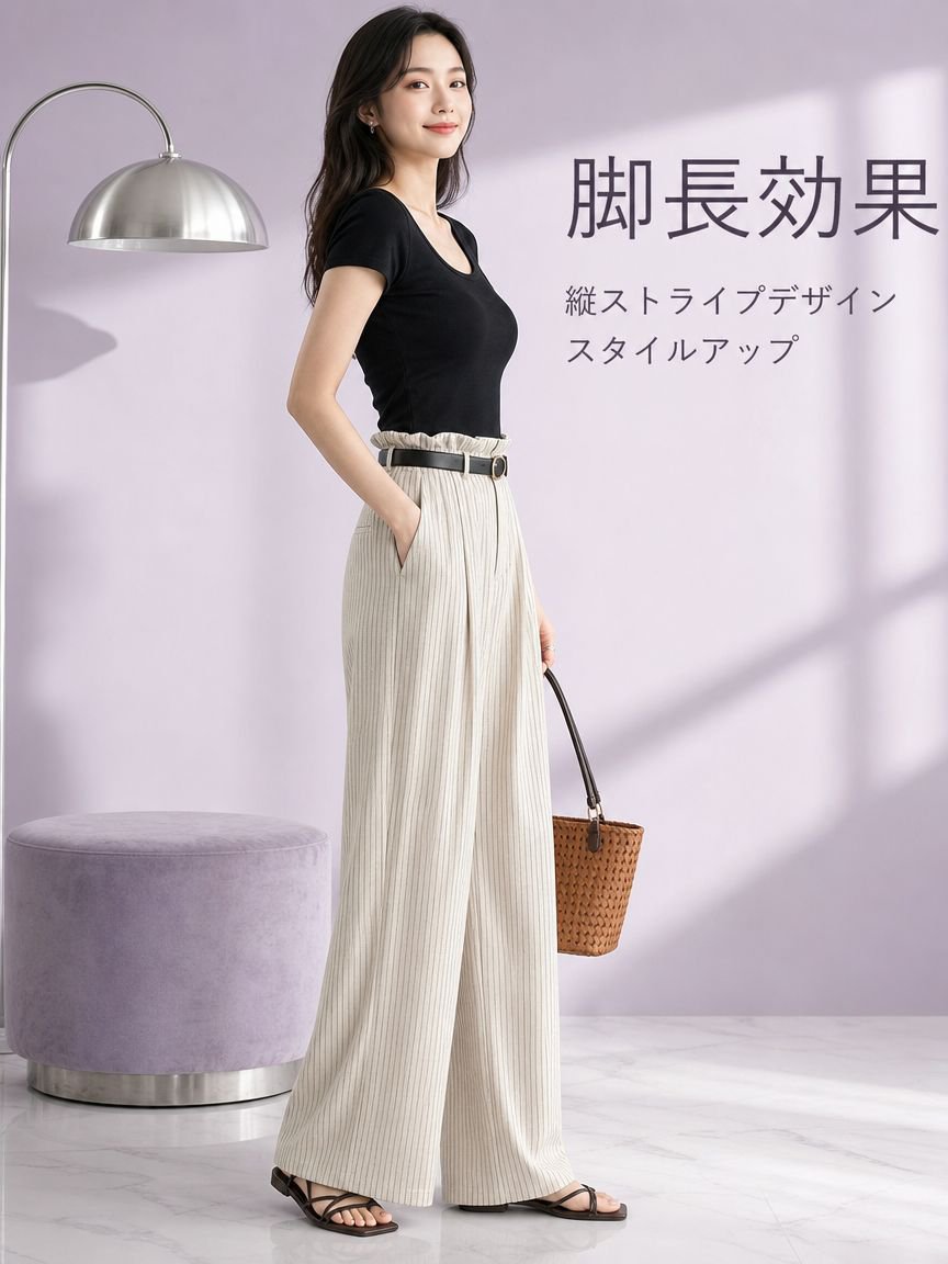 ゆったり感のあるドレープストレートワイドパンツ レディース