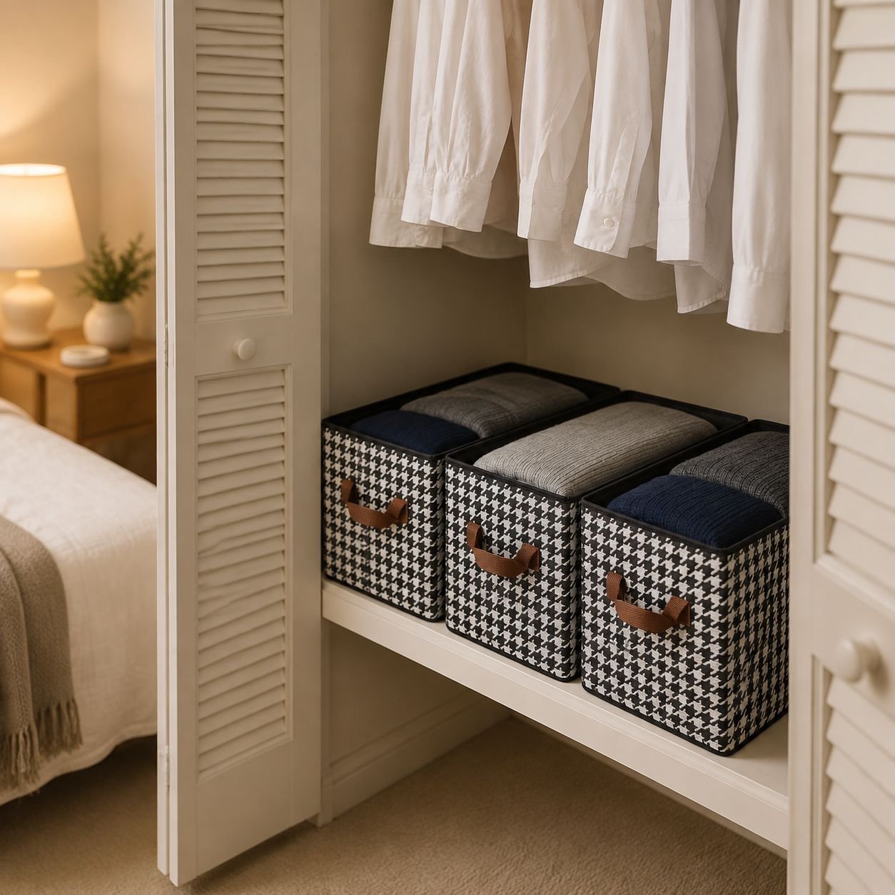 Wardrobe storage organizer for shirts and trousers