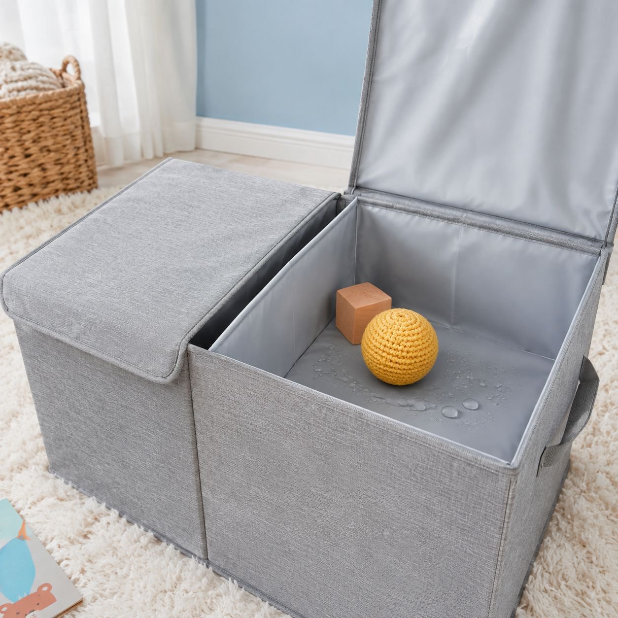 Easy-to-clean kids toy storage box for nursery